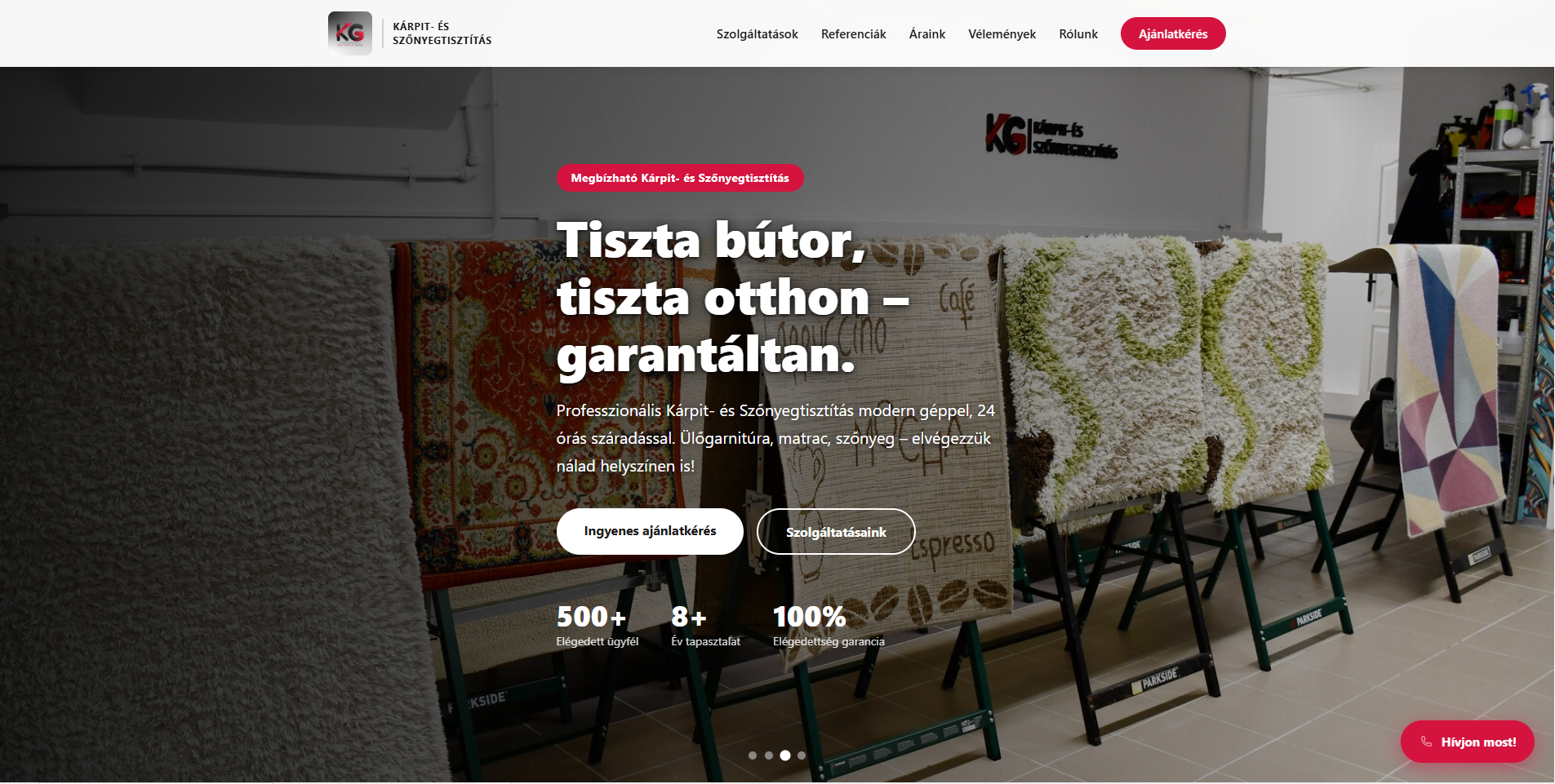 KG Kárpit- és Szőnyegtisztítás weboldal